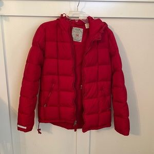 Abercrombie & Fitch Red Goosedown Feather Quilted Puffer Coat/Jacket
